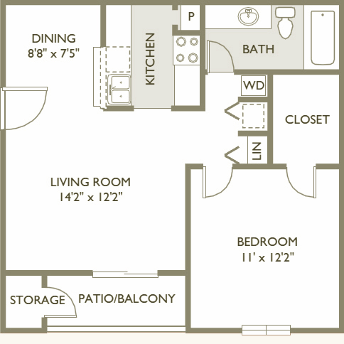 One Bedroom Large Floorplans